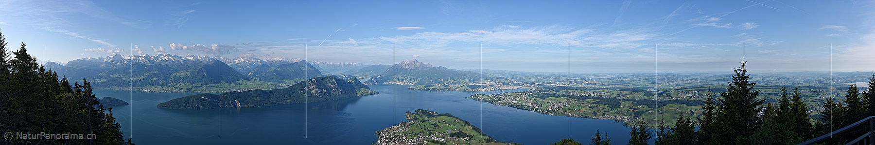 P019849: Panorama photo Lake Lucerne, Pilatus and Lucerne from Rigi Chänzeli