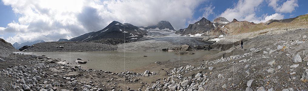 P020305: Panoramafoto Witenwasserengletscher mit Gletschersee (Stand 8.2017)