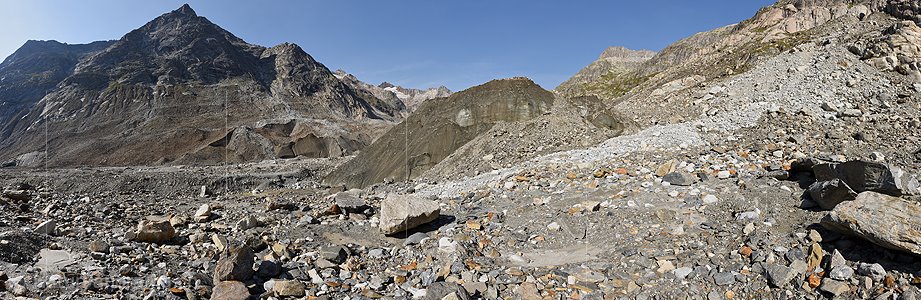 P020471: Panoramafoto Eisblock vor dem Unteraargletscher (Stand 8.2017)