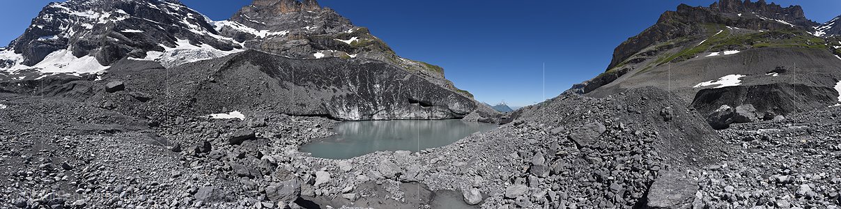 P021577: Panoramafoto Gletschersee Gamchigletscher (Stand 23.6.2018)