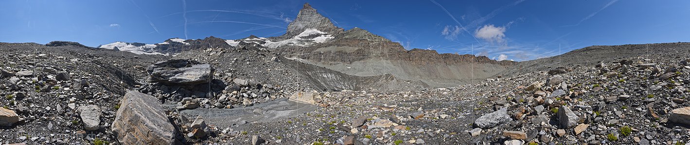 P021994: 360° Panoramafoto Trichter am Rand des Furggletschers (Stand 8.2018)