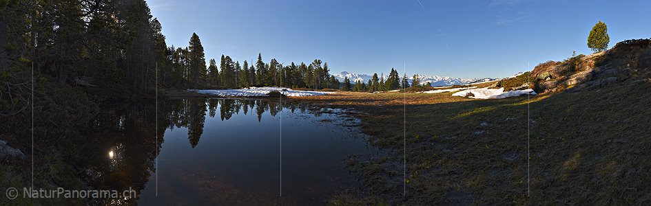 P023015: Panoramafoto Spiegelung in kleinem Bergsee