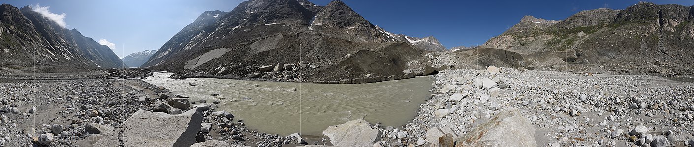 P023177: 360° Panoramafoto Ursprung der Aare am Unteraargletscher (Stand 7.2019)
