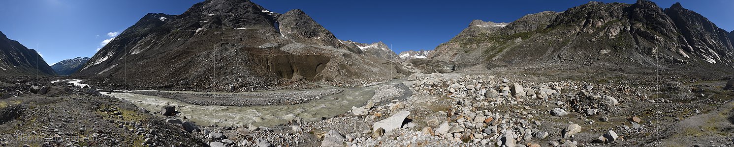 P024133: 360° Panoramafoto Junge Aare vor dem Unteraargletscher (Stand 7.2020)