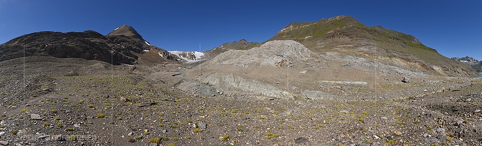 P024361: Panoramafoto Griesgletscher (Vorfeld und Gletscherzunge, Stand 8.2020)