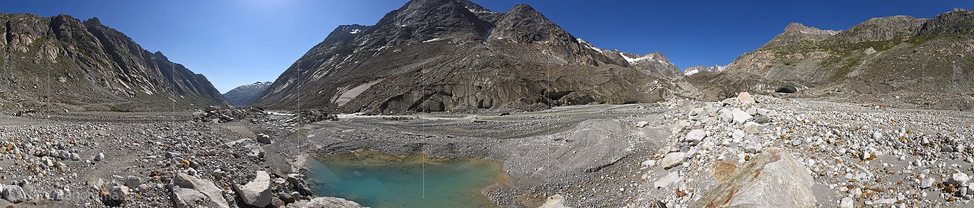 P025163: 360° Panoramafoto Ursprung der Aare am Unteraargletscher (Stand 7.2021)