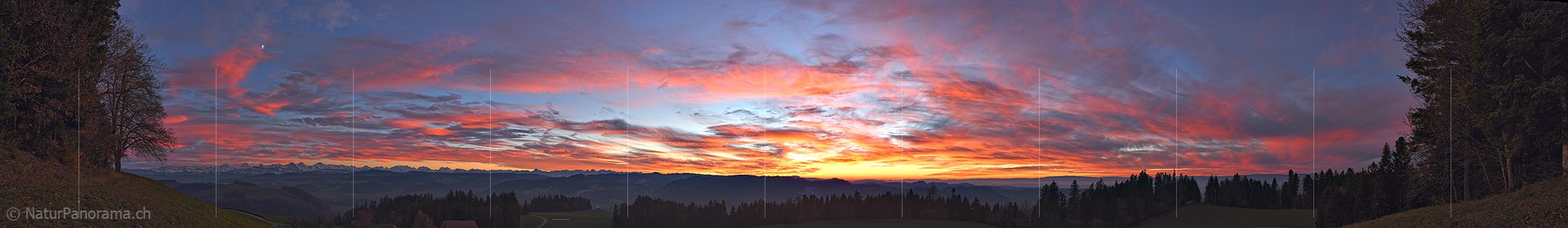 P025517: Panoramic photo Dramatic evening sky with glowing clouds