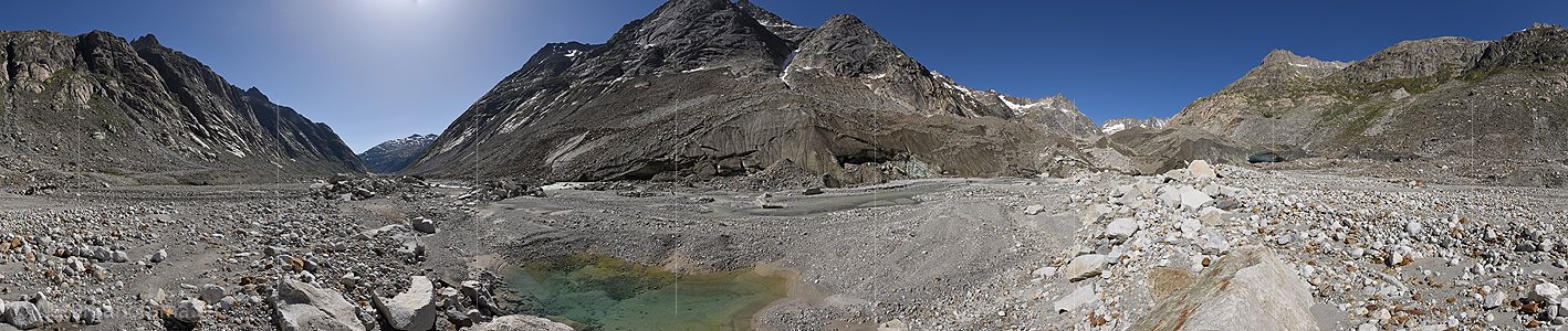 P025745: 360° Panoramafoto Ursprung der Aare am Unteraargletscher (Stand 6.2022)