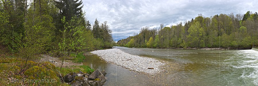 P026189: Panoramafoto Frühling am Fluss