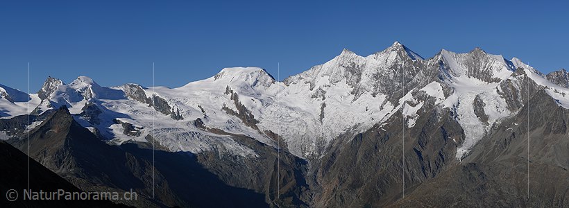 P002499d: Panorama Allalinhorn, Alphubel and Mischabel (Swiss Alps)