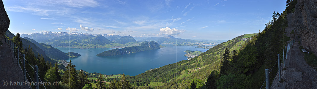 P019855a: Panoramafoto Zentralschweiz und Vierwaldstättersee von Rigi Kaltbad