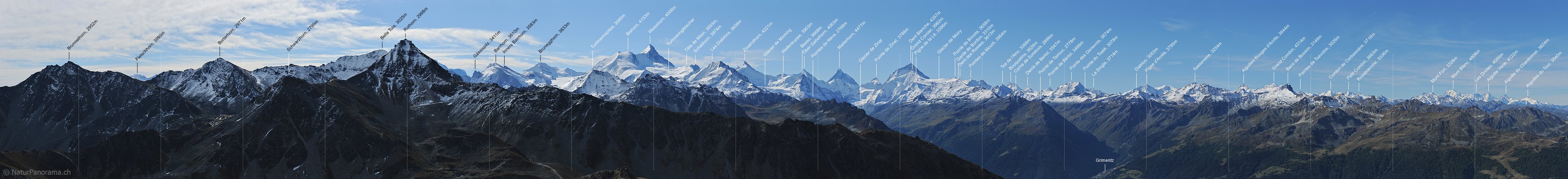 P013628b: Panoramafoto Walliser Alpen vom Illhorn