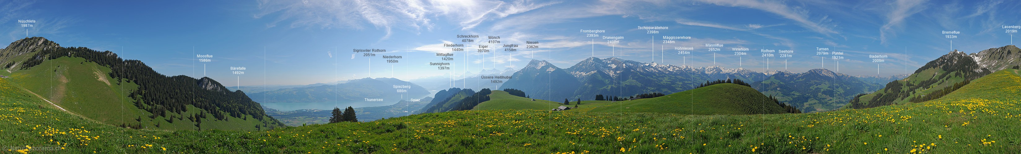 P012815a: 360° Gipfelpanorama vom Heitihubel im Simmental