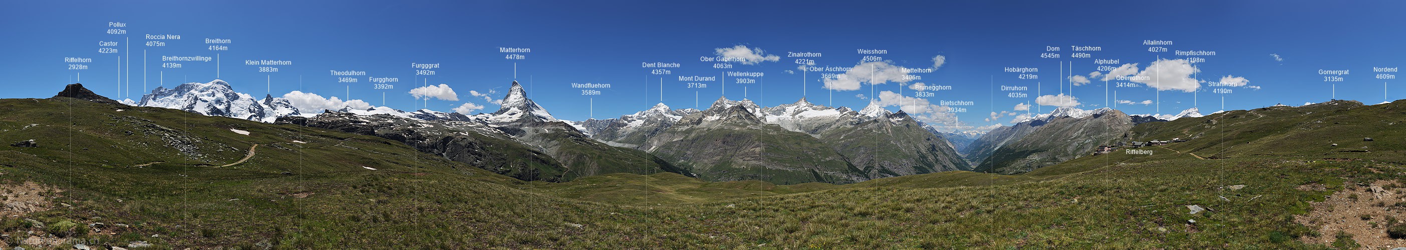 P014815a: Grosses 360° Panoramafoto Riffelberg, Zermatt