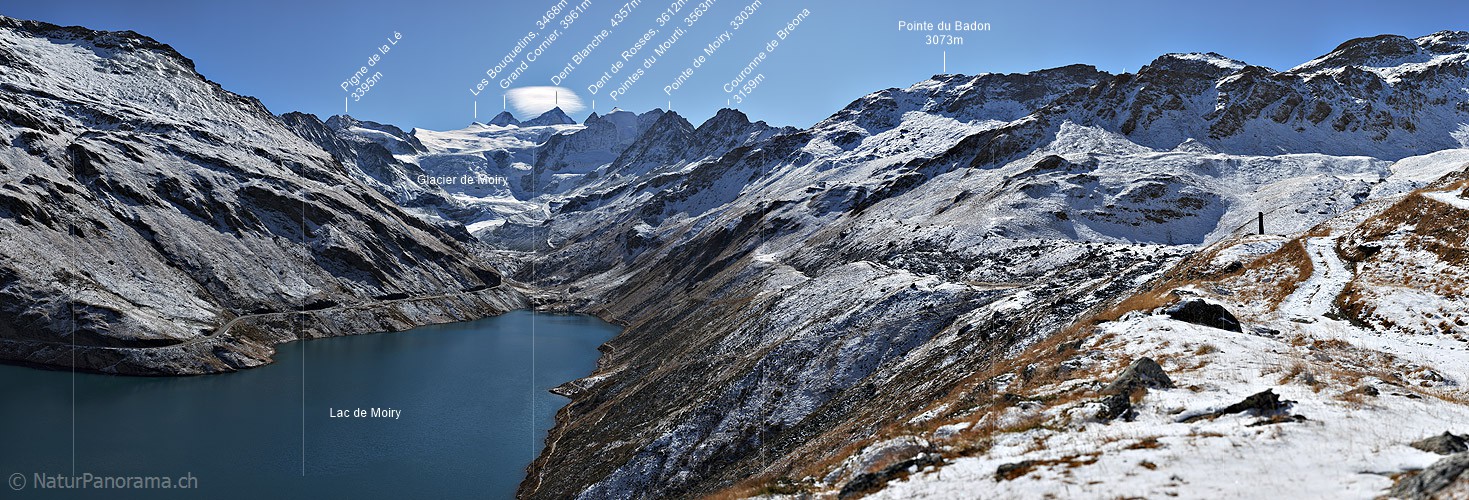 P005728b: Grosspanoramafoto Lac de Moiry, Dent Blanche und Grand Cornier