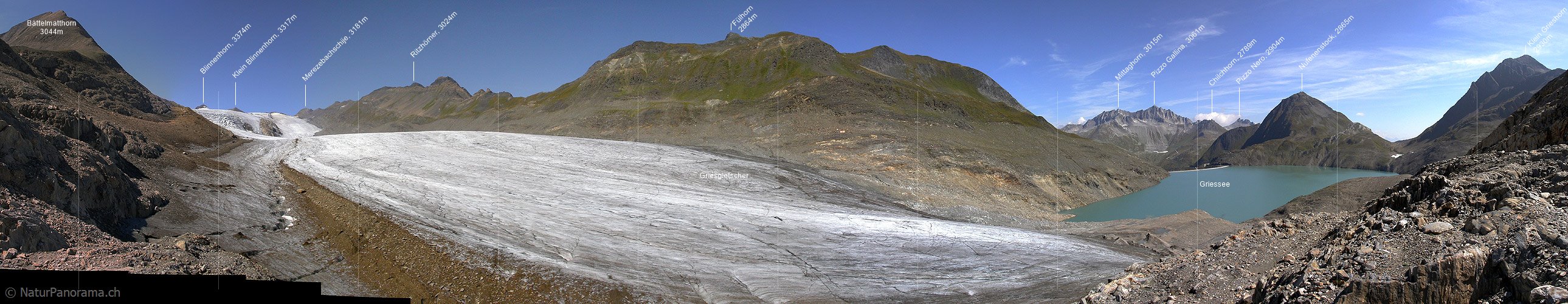 P000026: Panorama Corno Gries mit Griesgletscher und Griessee (Stand 8.2003)