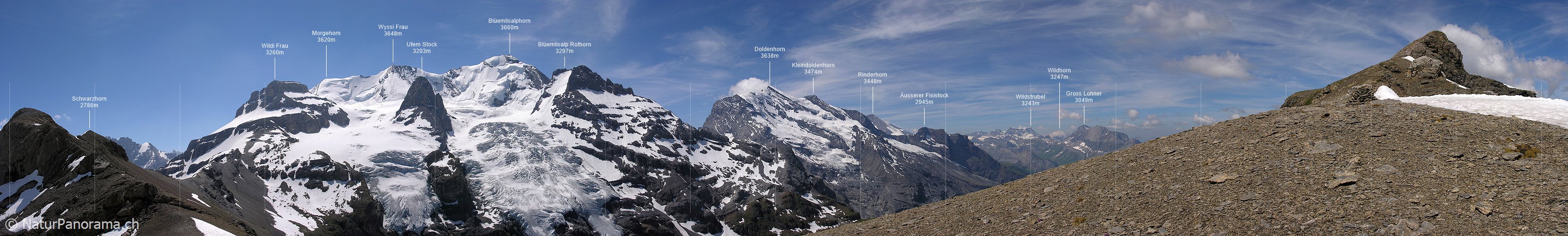 P000265: Panoramabild Blüemlisalp und Doldenhorn vom Bundstock