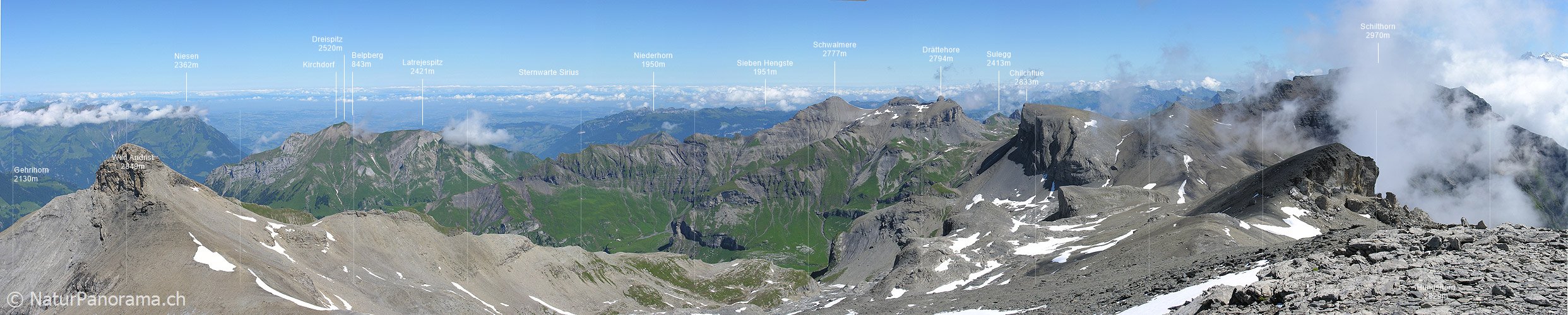 P000284: Panorama Berner Voralpen mit Schwalmere und Schilthorn vom Hundshorn