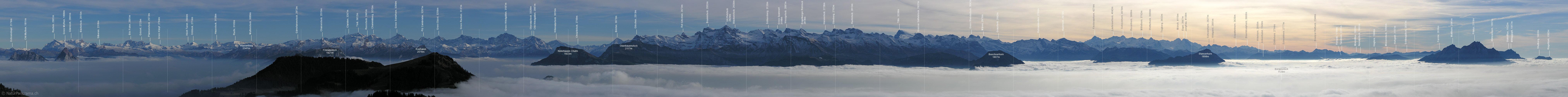 P001561a: Panorama Rigi Rotstock: Glarner Alpen - Urner Alpen - Berner Alpen - Pilatus