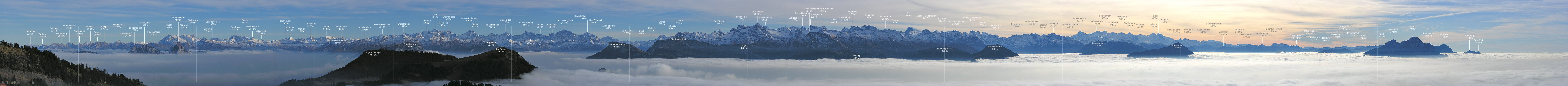 P001561i: Panorama Blick vom Rigi Rotstock auf die Zentralalpen
