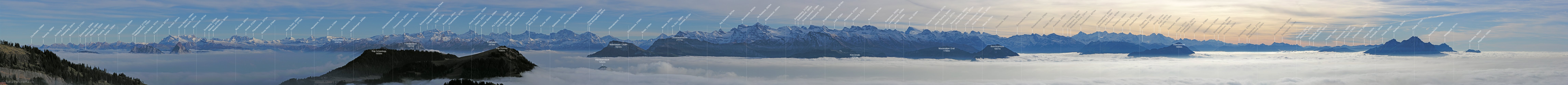 P001561n: Panoramic view from the Rigi Rotstock of the Central Alps