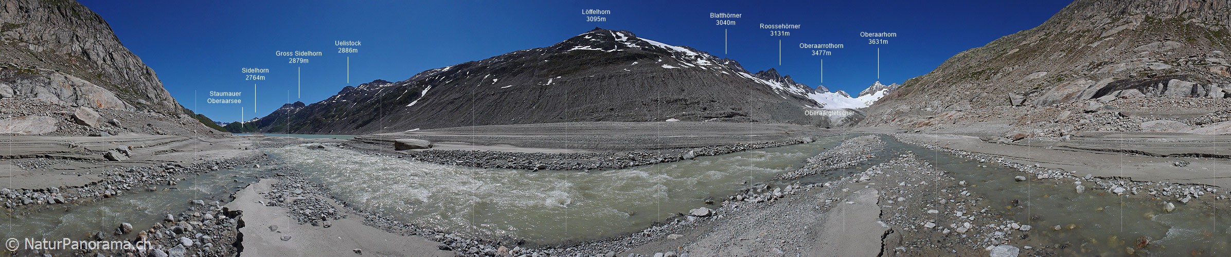 P002335: Panoramic photo glacier approach and mountain brook