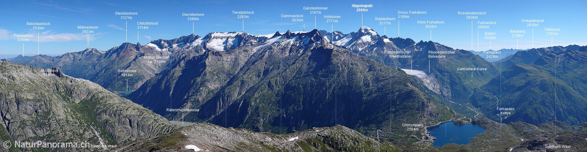 P002419: Panoramabild Grimselpass vom Sidelhorn