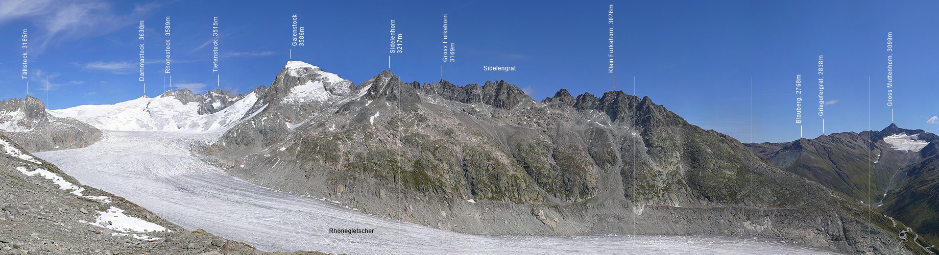 P002470a: Panoramabild Galenstock und Rhonegletscher