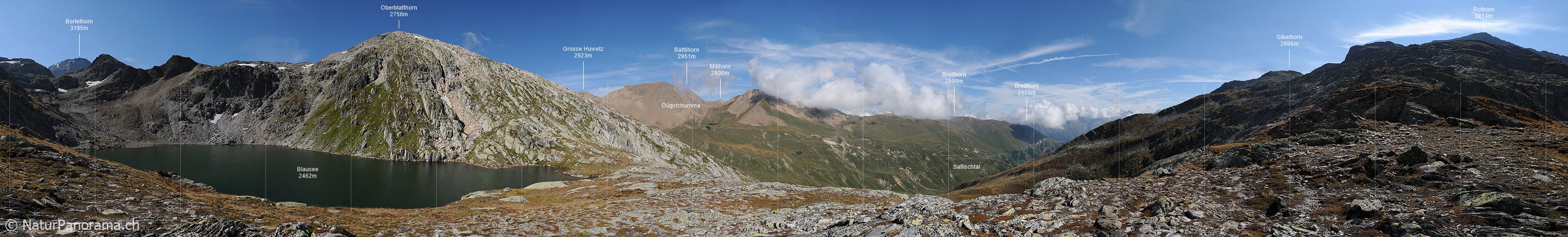 P004090: Hochauflösendes Panoramabild Berglandschaft mit Bergsee (Blausee)