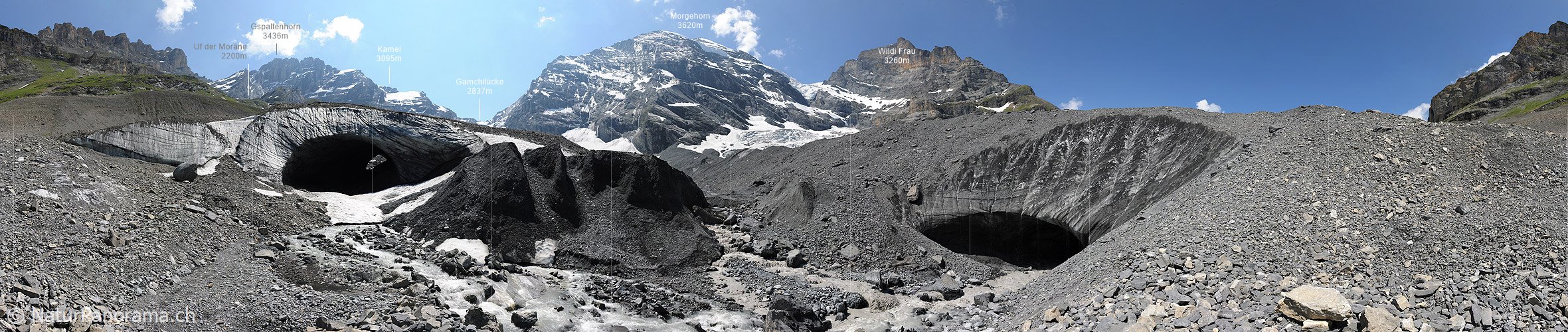 P006302: 360° Panoramabild Gletscherrückgang am Gamchigletscher