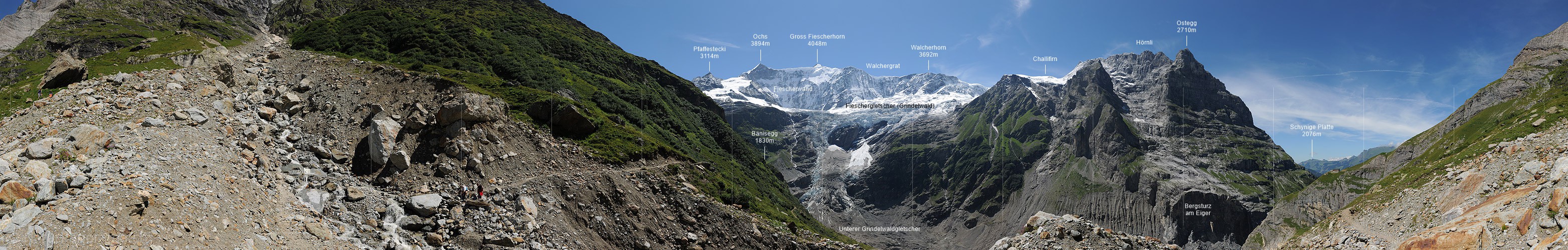 P006595: Panoramabild Murgangrinne Stieregggraben (Unterer Grindelwaldgletscher)