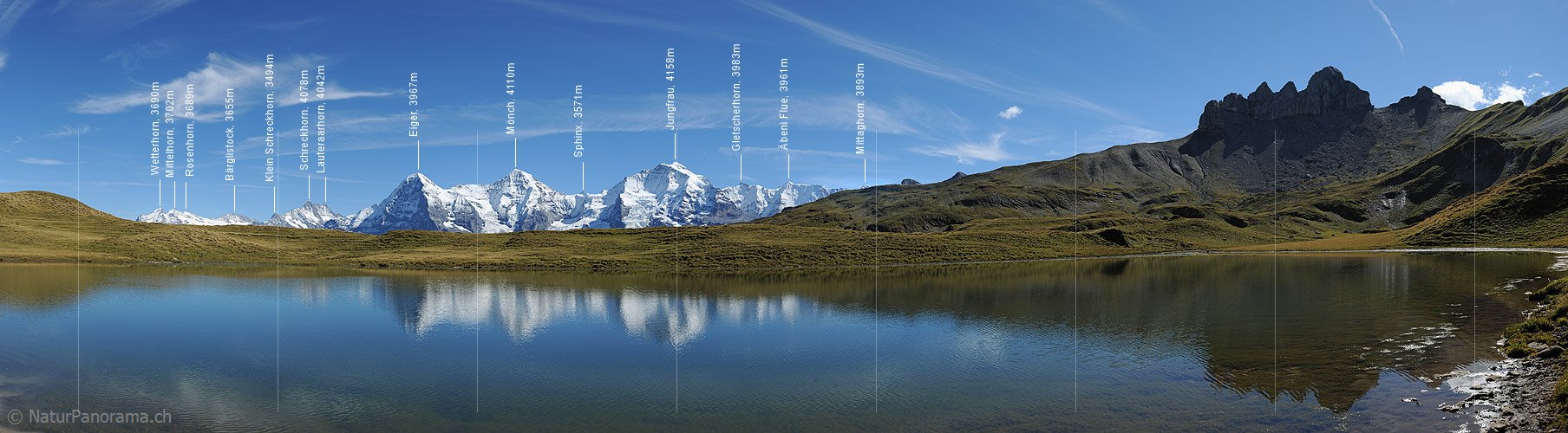 P006719: Panoramabild Spiegelung mit Eiger, Mönch und Jungfrau