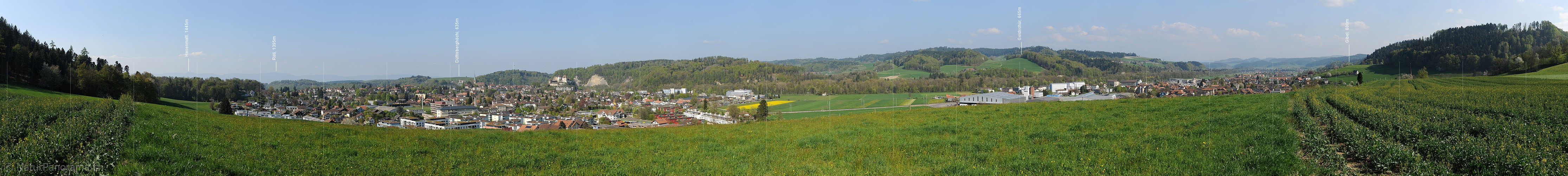 P007421: Panoramabild Oberburg und Burgdorf (Emmental)