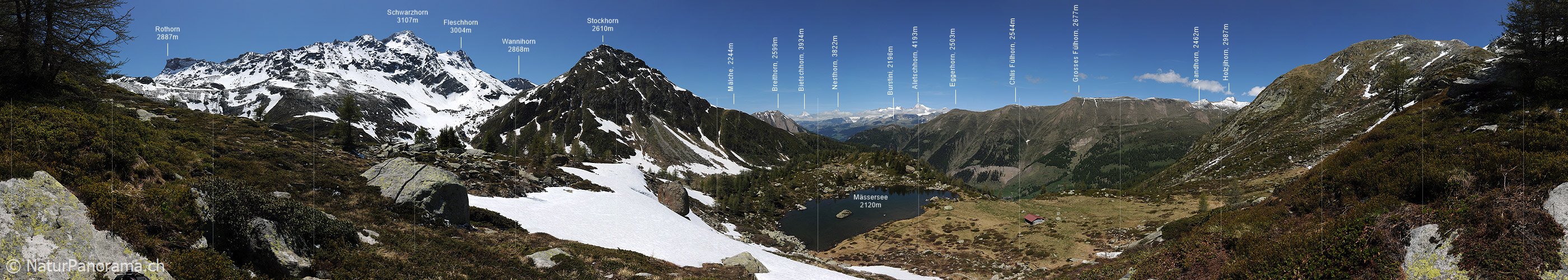 P007640: Panoramabild Bergsee in Naturlandschaft (Mässersee, Binntal)