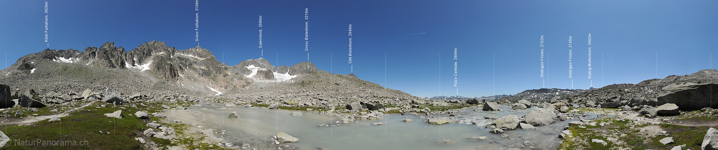 P007941: Panoramabild Sidelenbach (Über karge Hochebene fliessender Bergbach)