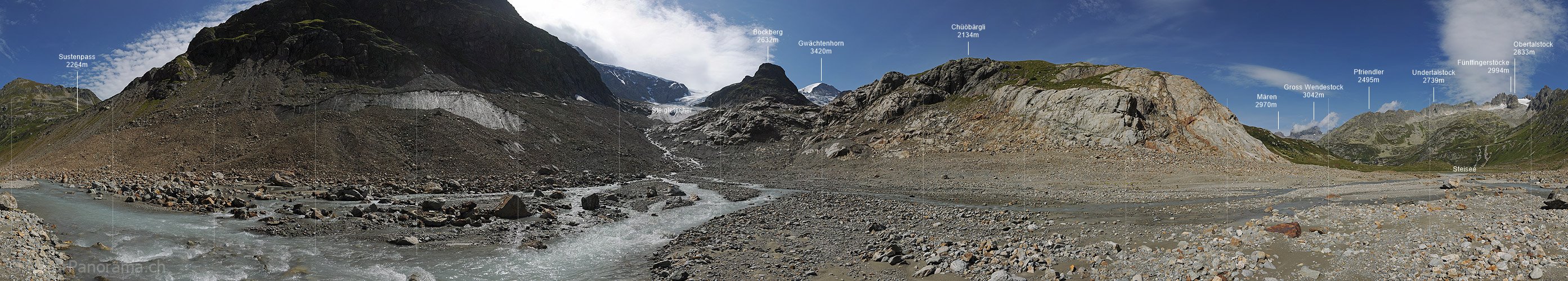 P008123: Panoramabild Vorfeld des Steingletschers (Stand 8.2011)