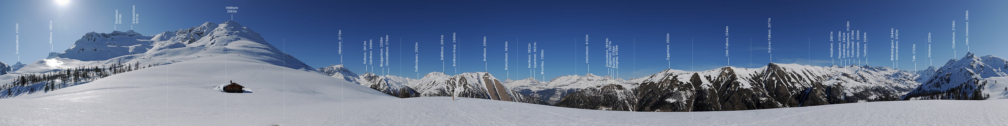 P009254: 360° Panoramafoto Prächtiger Wintertag in den Walliser Alpen