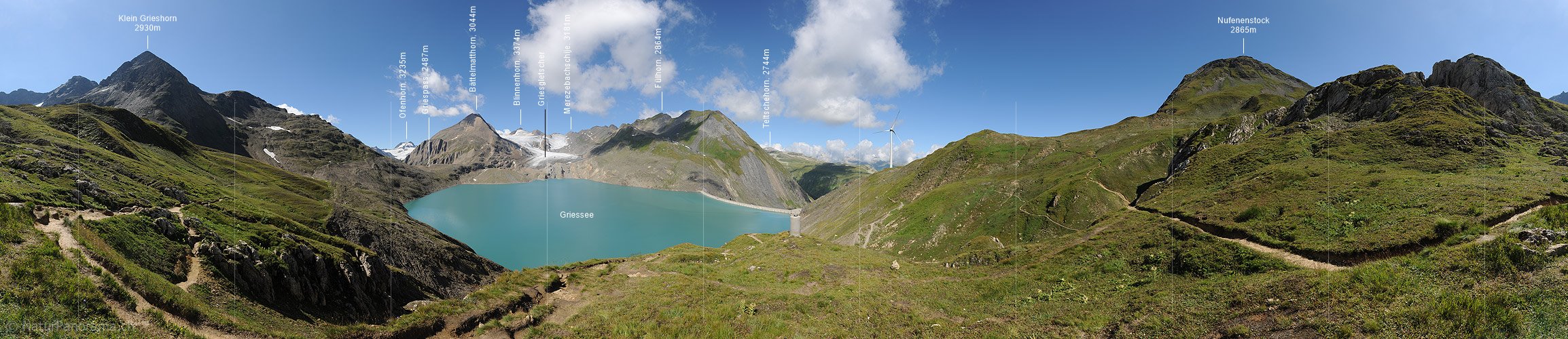 P010381: 360° Panoramabild Stausee in Berglandschaft