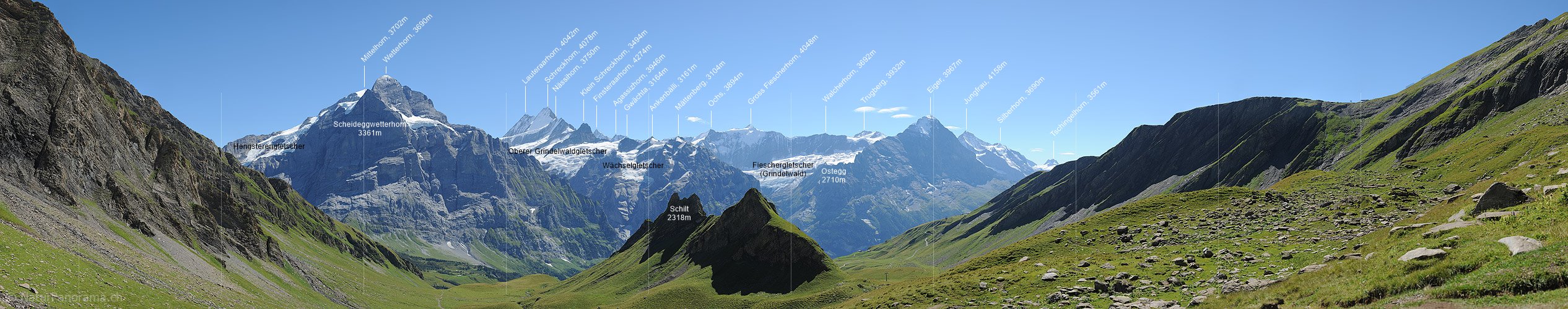 P010491: Grosspanorama Wetterhorn, Lauteraarhorn, Schreckhorn und Co.