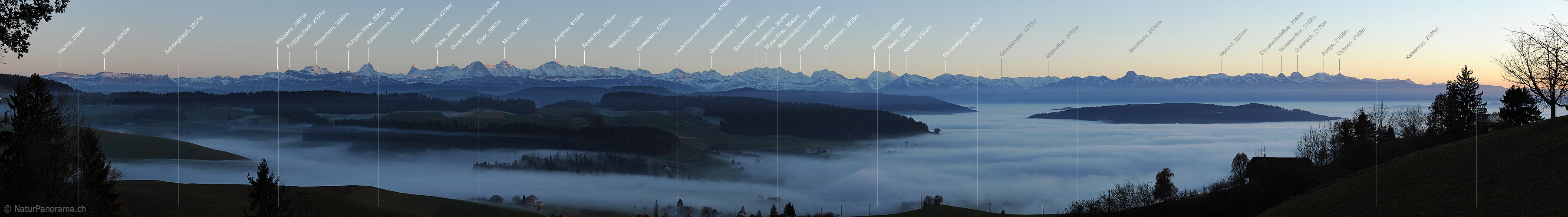 P010960: Panoramabild Nebelmeer über Biglen und Arnisäge