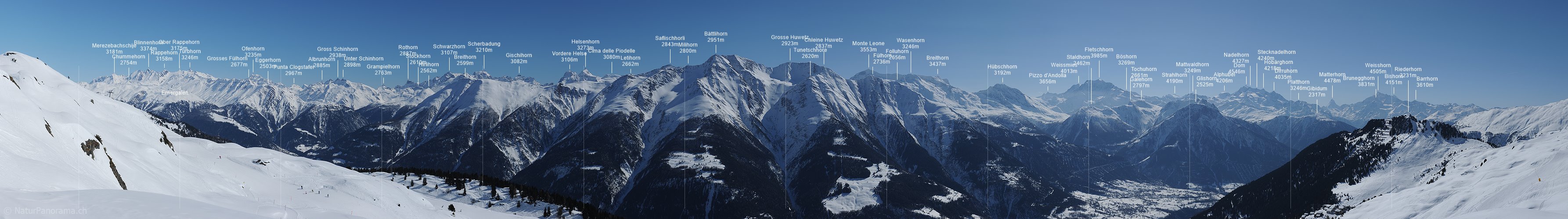 P012234g: Panoramafoto Winterliches Alpenpanorama von der Riederalp