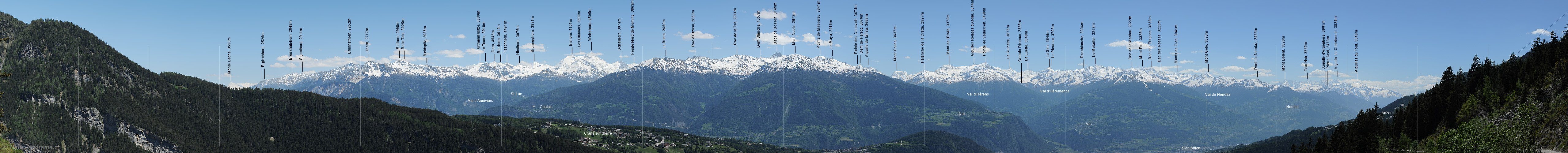 P012897: Hochauflösendes Panoramabild Walliser Alpen von Six du Samarin