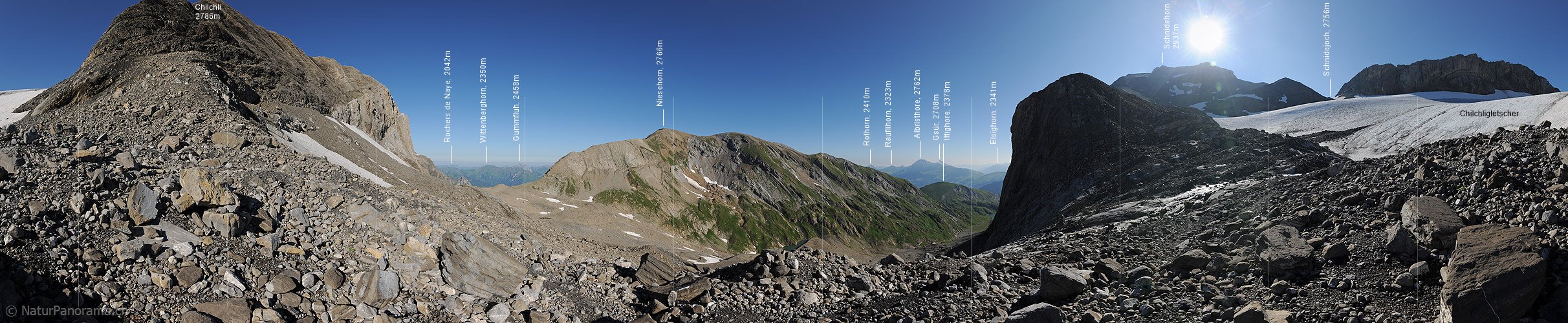 P013334: 360° Panoramabild Gletschervorfeld Chilchligletscher