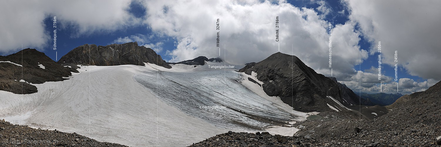 P013343: Panoramafoto Schnidejoch, Tungelgletscher und Chilchligletscher