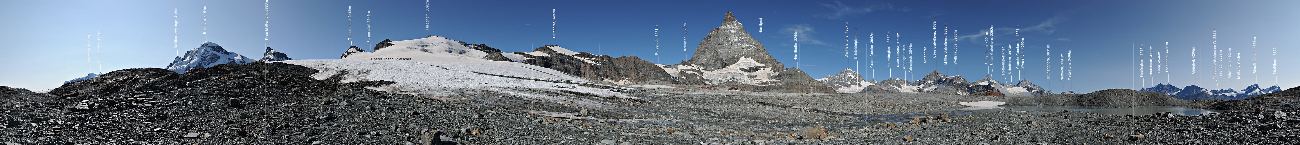 P013375: 360° Panoramabild Oberer Theodulgletscher und Matterhorn
