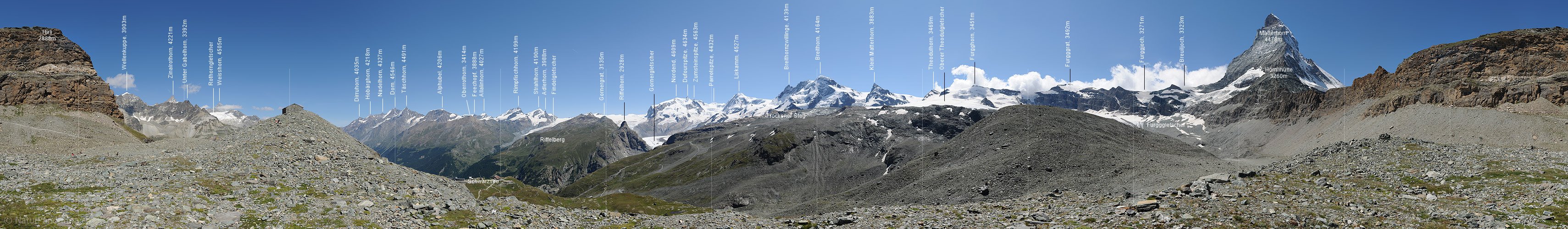 P013392a: 360° Panoramabild Matterhorn und Zermatter 4000er