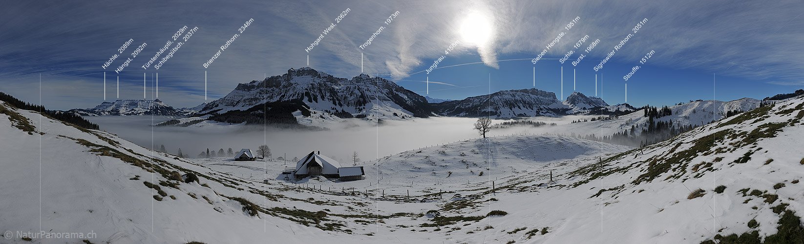 P013942: Panoramafoto Feines Nebelmeer über Innereriz von der Honegg