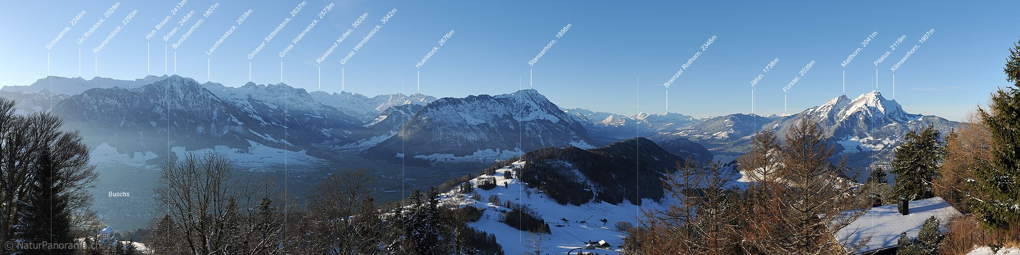 P014109a: Panoramafoto Buochserhorn, Stanserhorn und Pilatus vom Bürgenstock