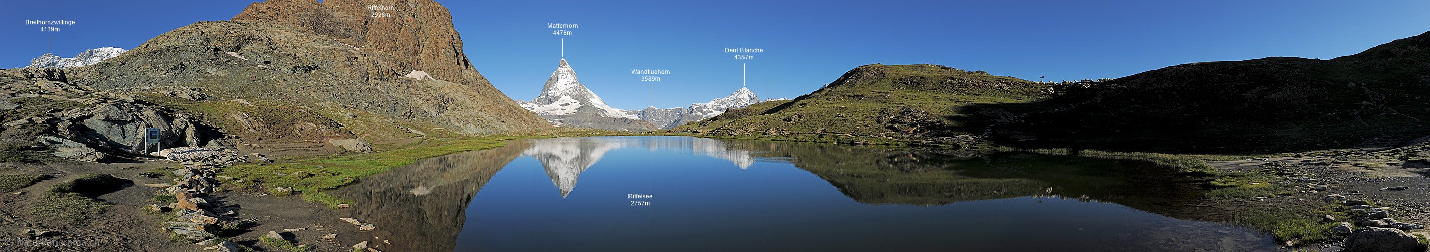 P014802: Panoramafoto Matterhorn und Riffelsee (Spiegelung)