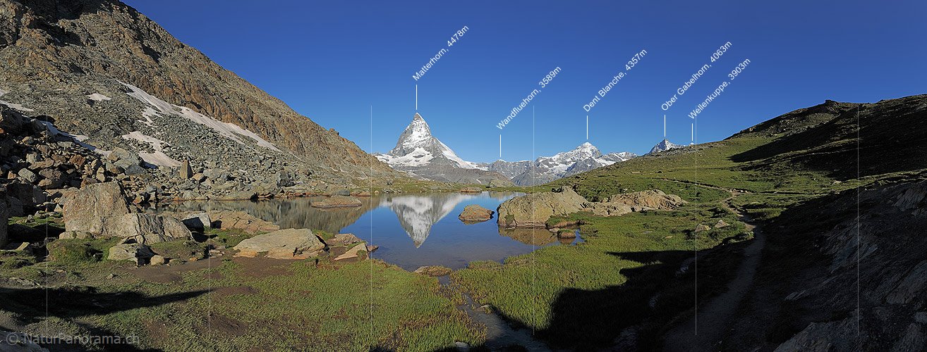 P014804: Panoramafoto Spiegelung des Matterhorns im Riffelsee